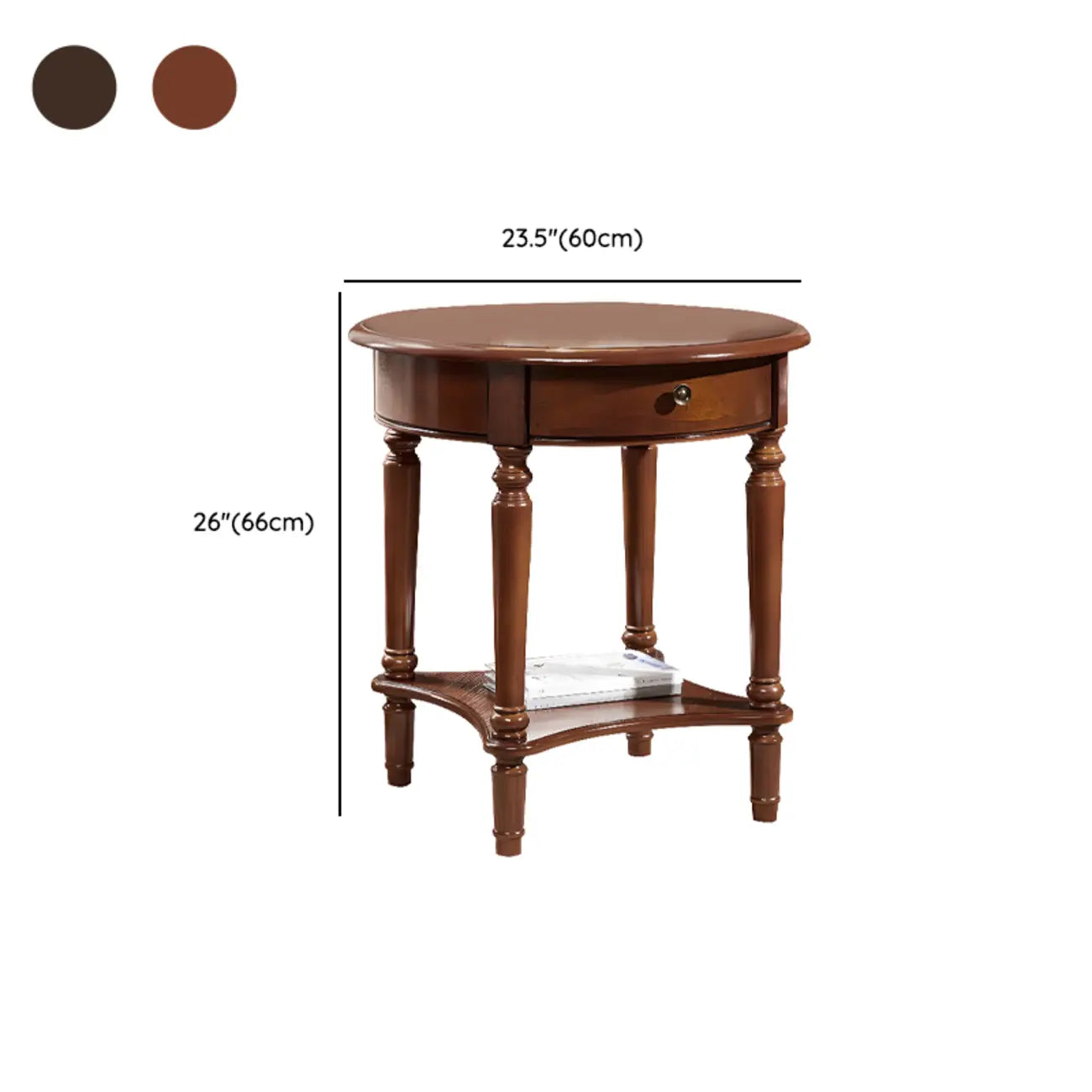 Table d'appoint ronde classique en bois pour salon avec rangement