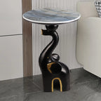 Table d'appoint Black Elephant avec plateau en pierre pour salon