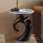 Table d'appoint Black Elephant avec plateau en pierre pour salon