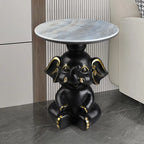 Table d'appoint Black Elephant avec plateau en pierre pour salon