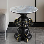 Table d'appoint Black Elephant avec plateau en pierre pour salon