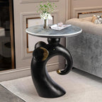 Table d'appoint Black Elephant avec plateau en pierre pour salon