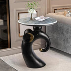 Table d'appoint Black Elephant avec plateau en pierre pour salon