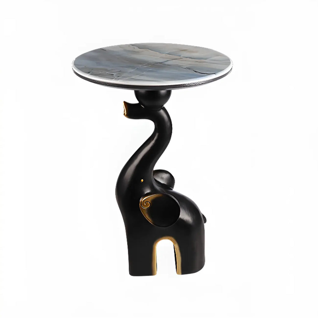 Table d'appoint Black Elephant avec plateau en pierre pour salon