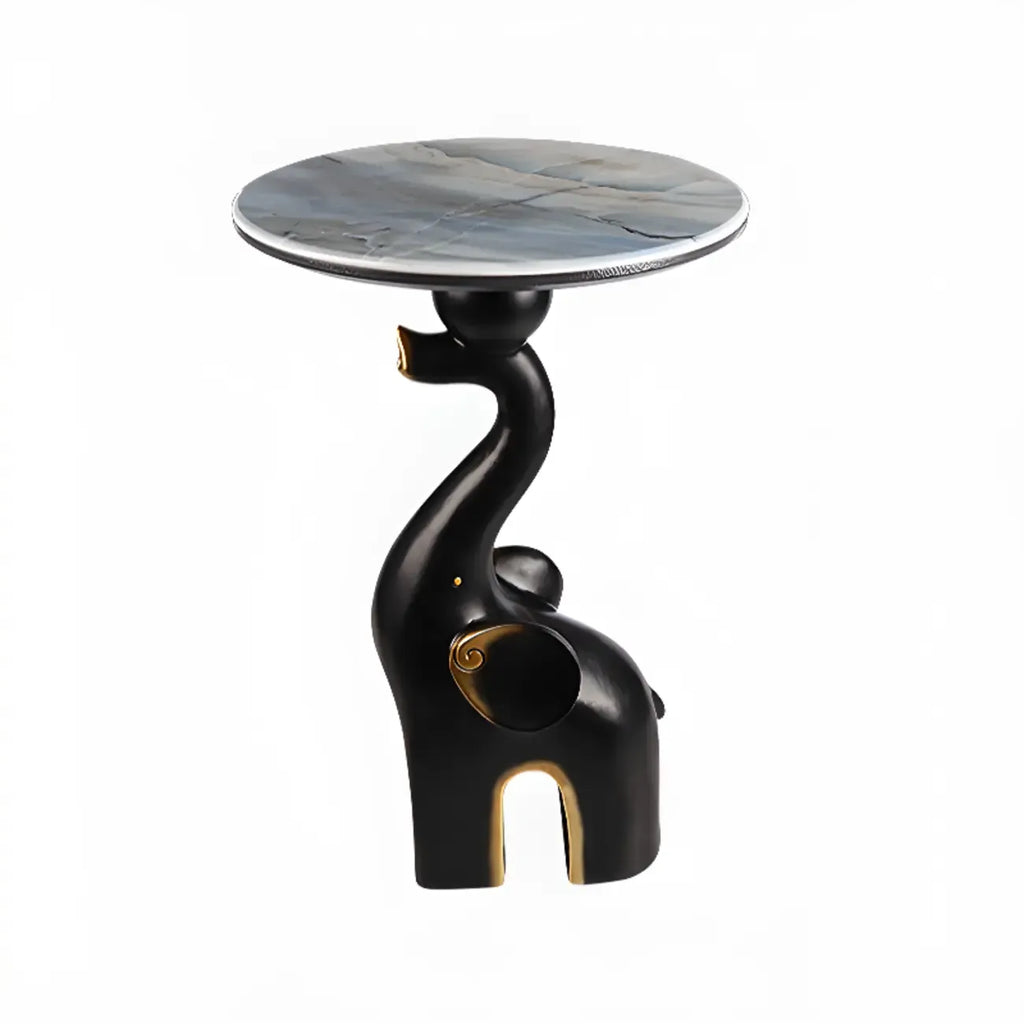 Table d'appoint Black Elephant avec plateau en pierre pour salon