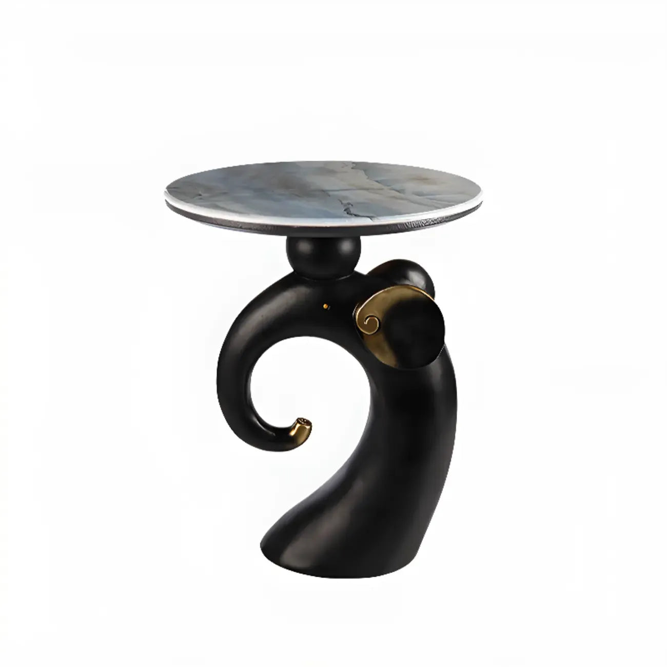 Table d'appoint Black Elephant avec plateau en pierre pour salon