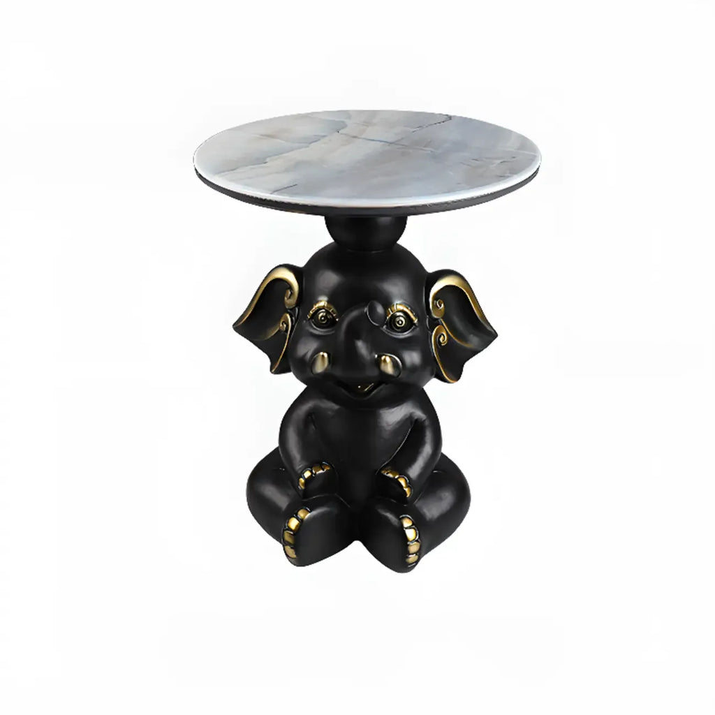 Table d'appoint Black Elephant avec plateau en pierre pour salon