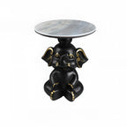 Table d'appoint Black Elephant avec plateau en pierre pour salon