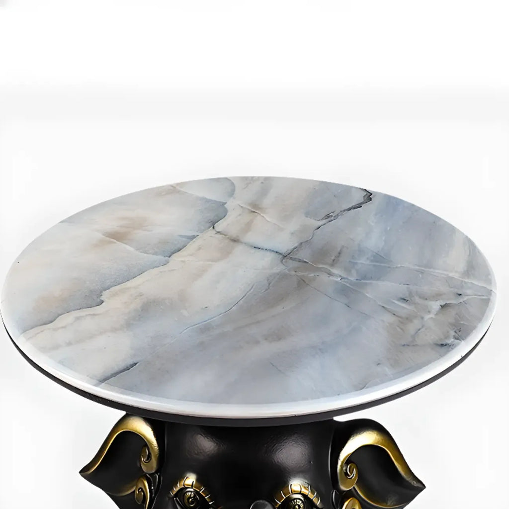 Table d'appoint Black Elephant avec plateau en pierre pour salon