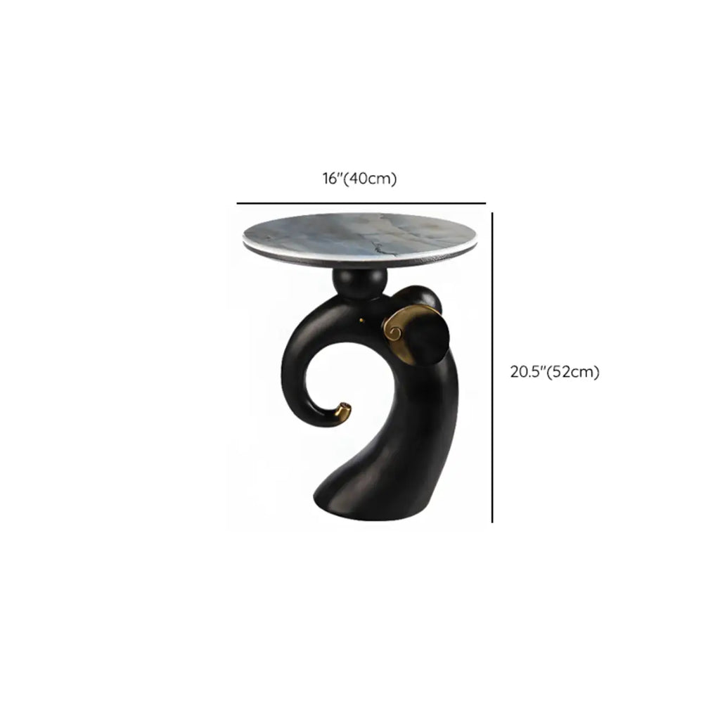 Table d'appoint Black Elephant avec plateau en pierre pour salon