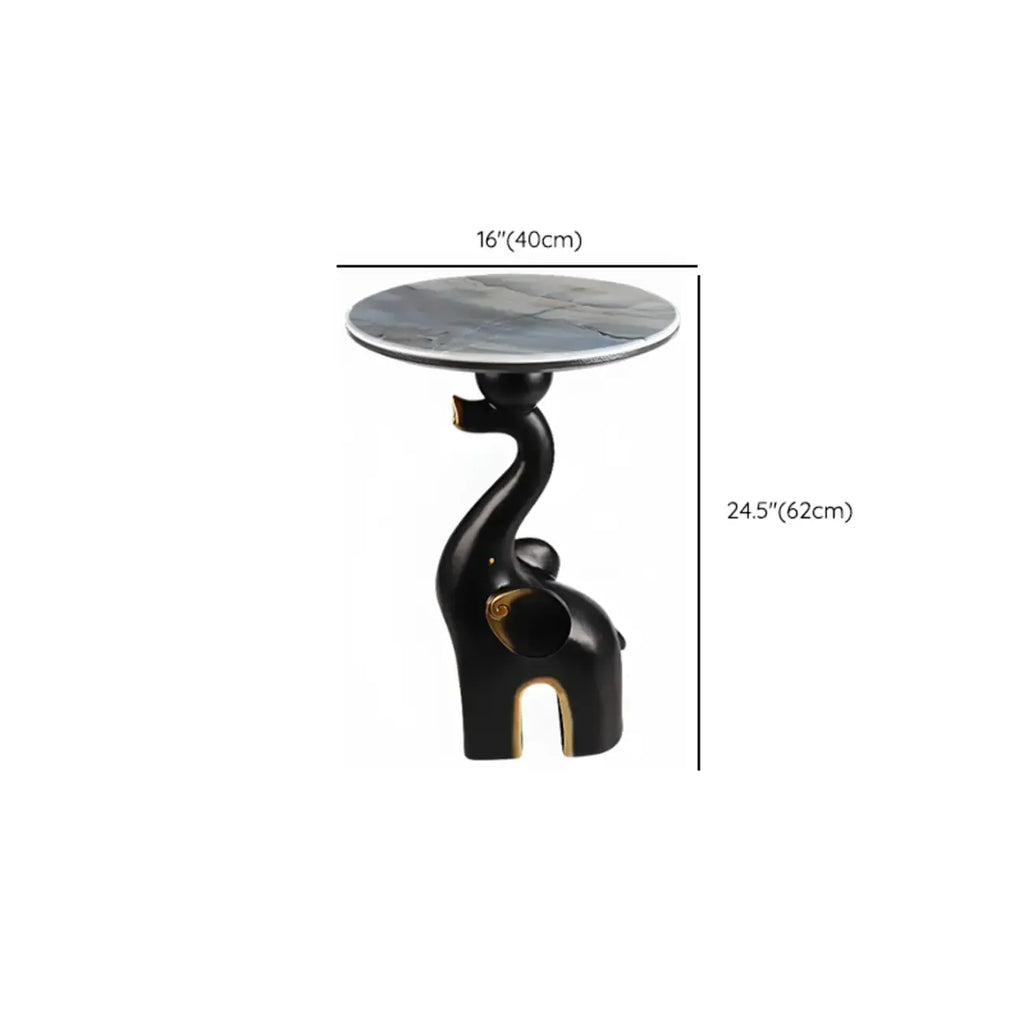 Table d'appoint Black Elephant avec plateau en pierre pour salon