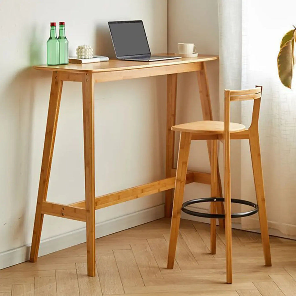 Ensemble de bar moderne en bambou avec tabourets repose-pieds