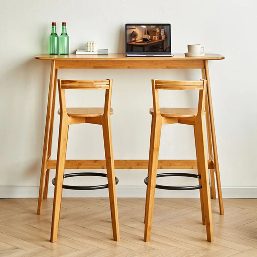 Ensemble de bar moderne en bambou avec tabourets repose-pieds