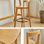 Ensemble de bar moderne en bambou avec tabourets repose-pieds