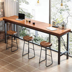 Ensemble table de bar moderne en faux bois avec tabourets sans dossier