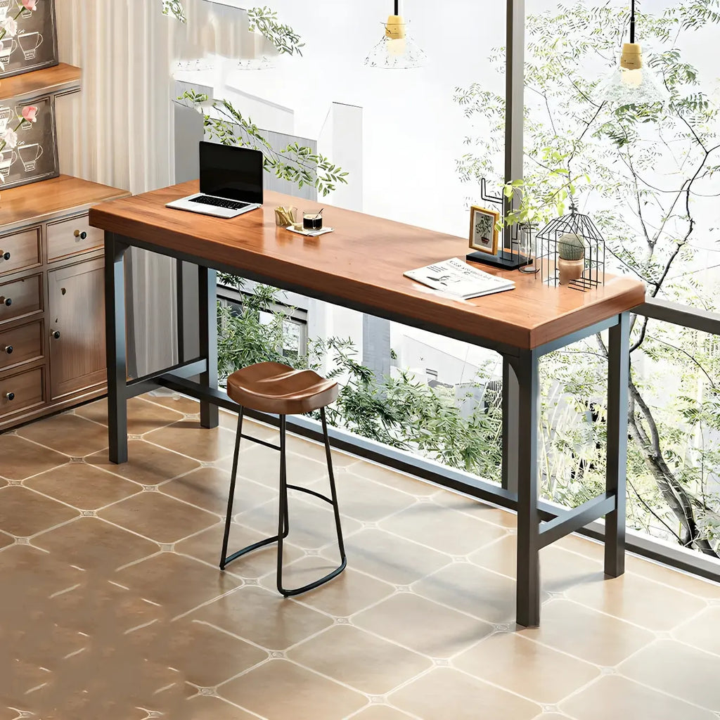 Ensemble table de bar moderne en faux bois avec tabourets sans dossier