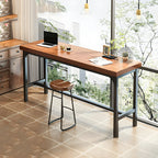 Ensemble table de bar moderne en faux bois avec tabourets sans dossier
