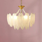Lustre vintage en cristal avec abat-jour en plumes de verre