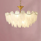 Lustre vintage en cristal avec abat-jour en plumes de verre