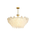 Lustre vintage en cristal avec abat-jour en plumes de verre