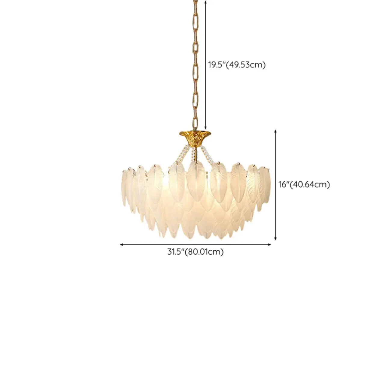 Lustre vintage en cristal avec abat-jour en plumes de verre