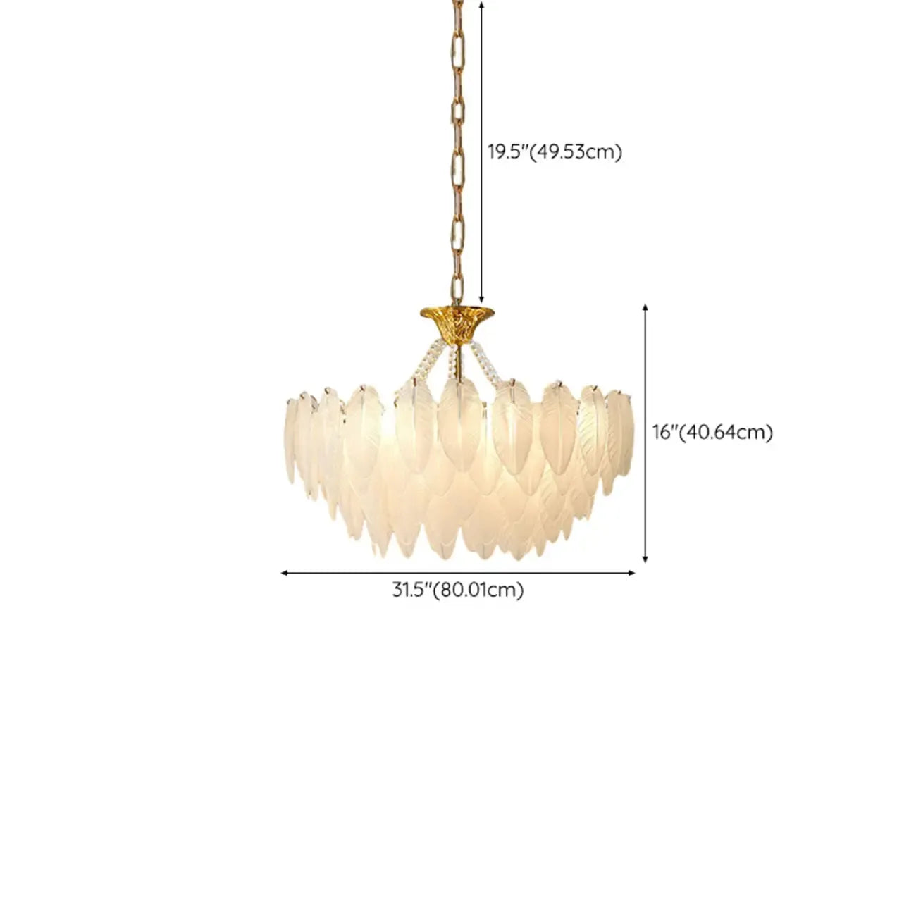 Lustre vintage en cristal avec abat-jour en plumes de verre