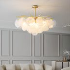 Lustre moderne à 3 niveaux en verre nuageux pour salon