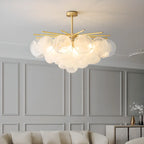 Lustre moderne à 3 niveaux en verre nuageux pour salon