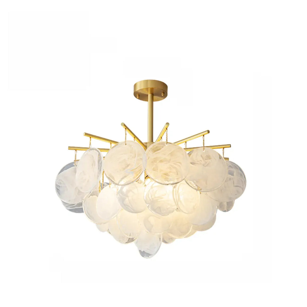 Lustre moderne à 3 niveaux en verre nuageux pour salon