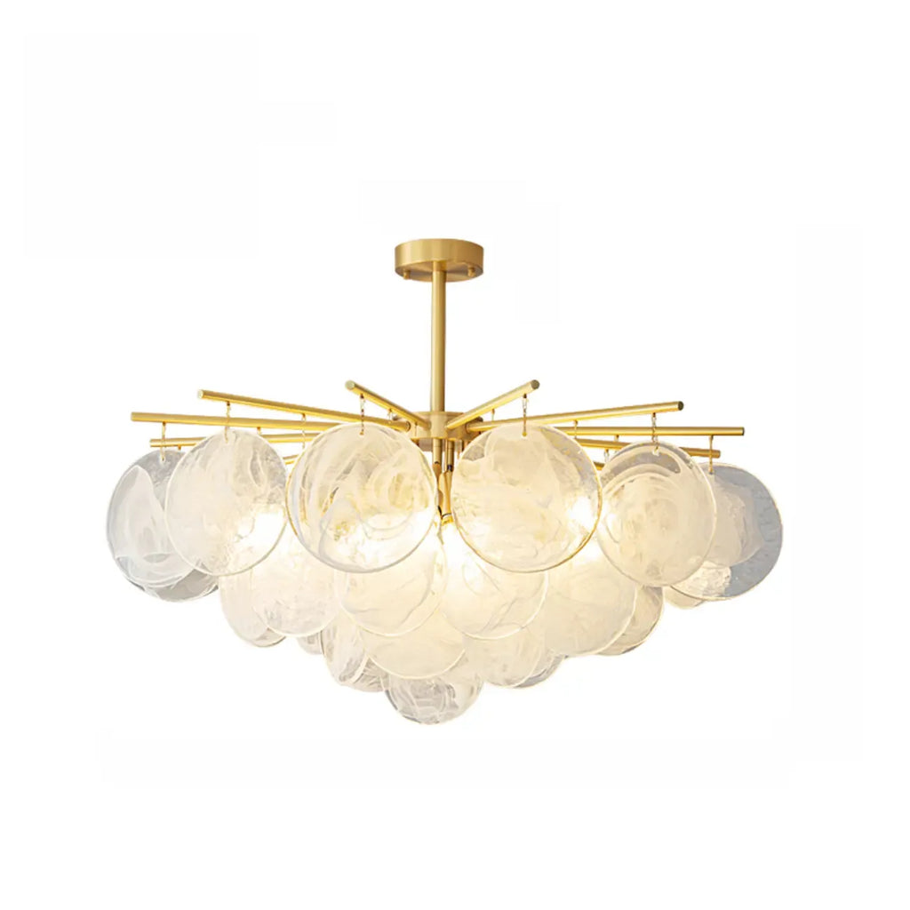 Lustre moderne à 3 niveaux en verre nuageux pour salon