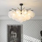 Lustre moderne à 3 niveaux en verre nuageux pour salon