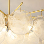 Lustre moderne à 3 niveaux en verre nuageux pour salon