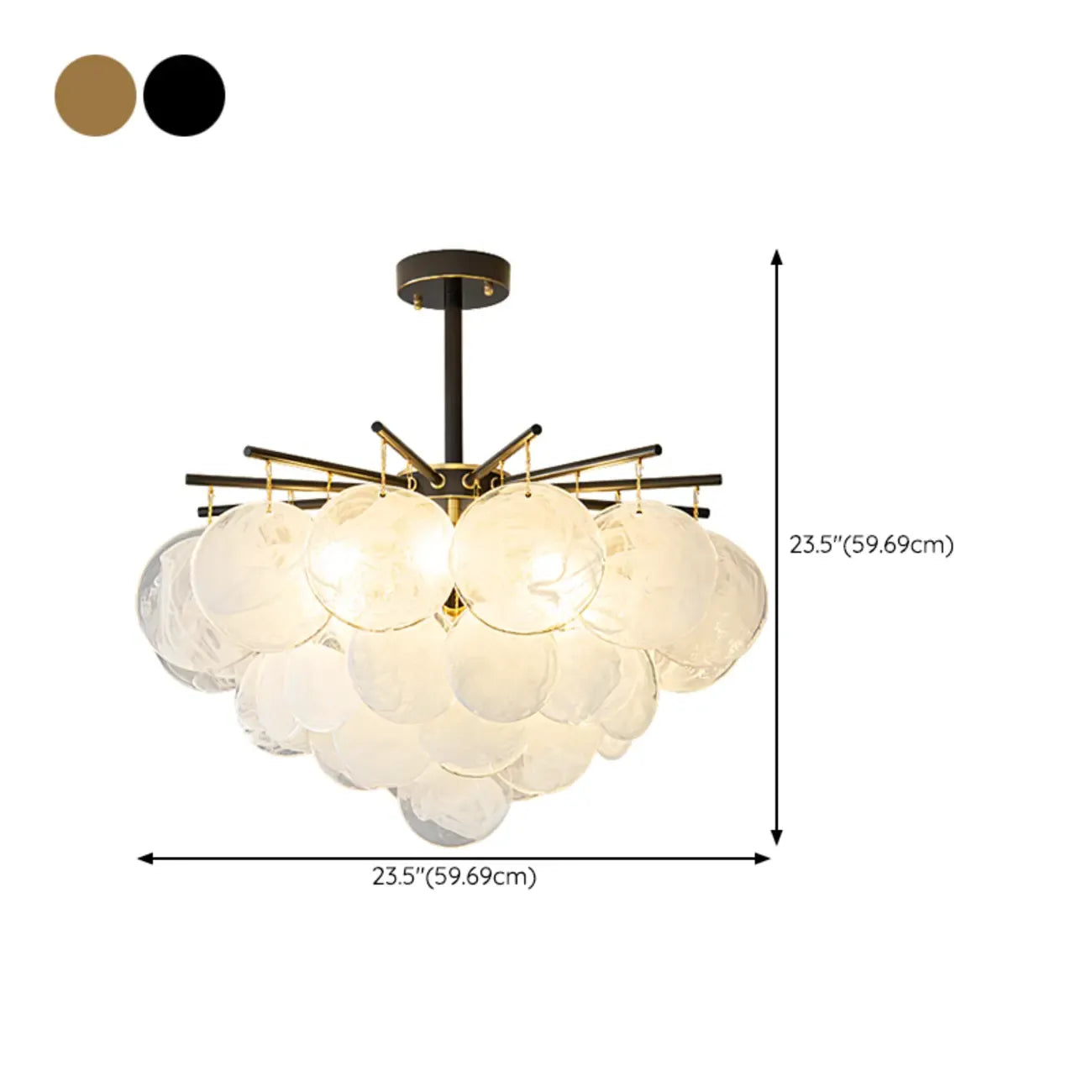 Lustre moderne à 3 niveaux en verre nuageux pour salon
