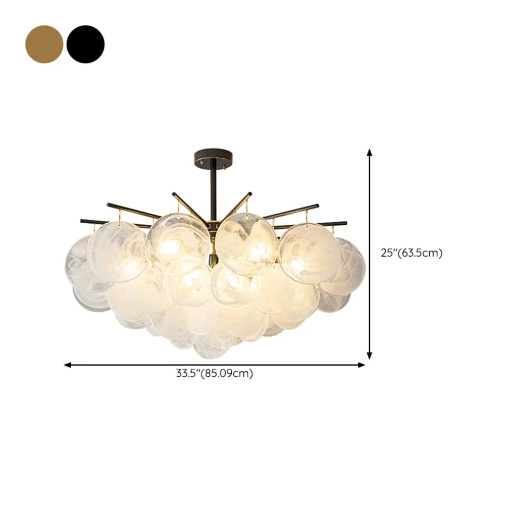 Lustre moderne à 3 niveaux en verre nuageux pour salon
