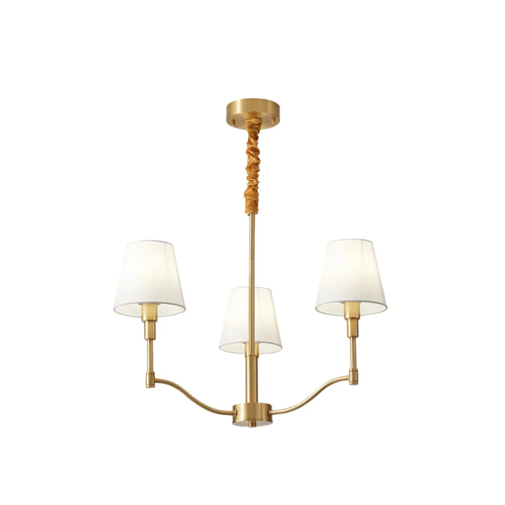 Lustre moderne blanc à 3 lumières avec abat-jour en tissu
