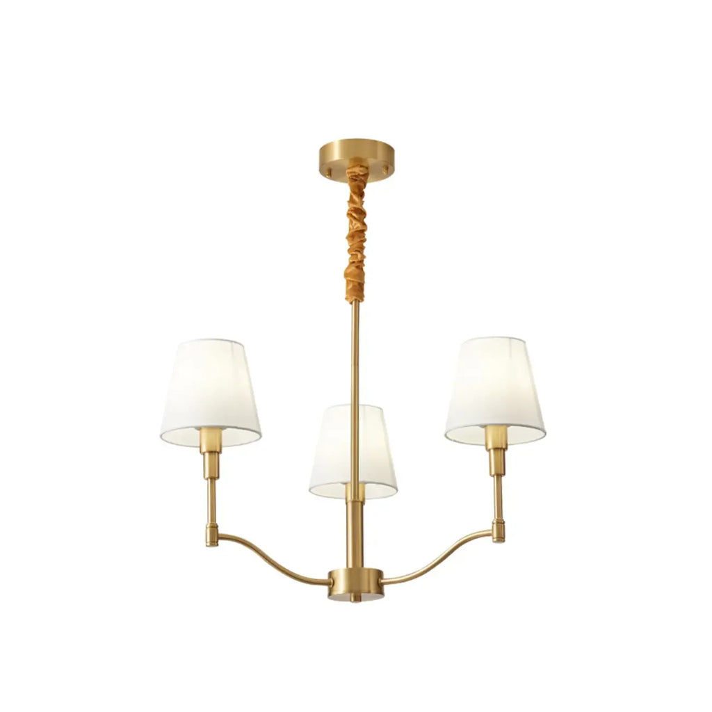 Lustre moderne blanc à 3 lumières avec abat-jour en tissu