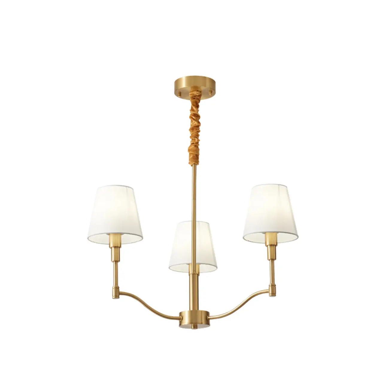 Lustre moderne blanc à 3 lumières avec abat-jour en tissu