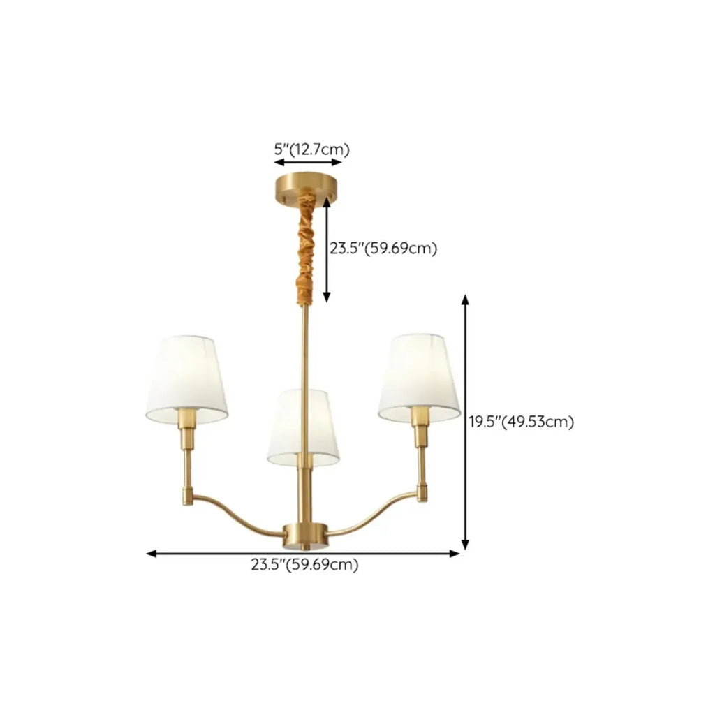 Lustre moderne blanc à 3 lumières avec abat-jour en tissu