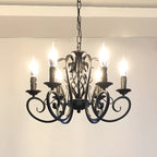 Lampadario vintage a 6 luci in ferro nero per un fascino semplice