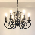 Lampadario vintage a 6 luci in ferro nero per un fascino semplice