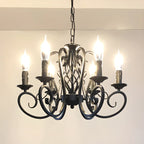 Lampadario vintage a 6 luci in ferro nero per un fascino semplice