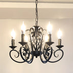 Lampadario vintage a 6 luci in ferro nero per un fascino semplice