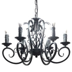 Lampadario vintage a 6 luci in ferro nero per un fascino semplice