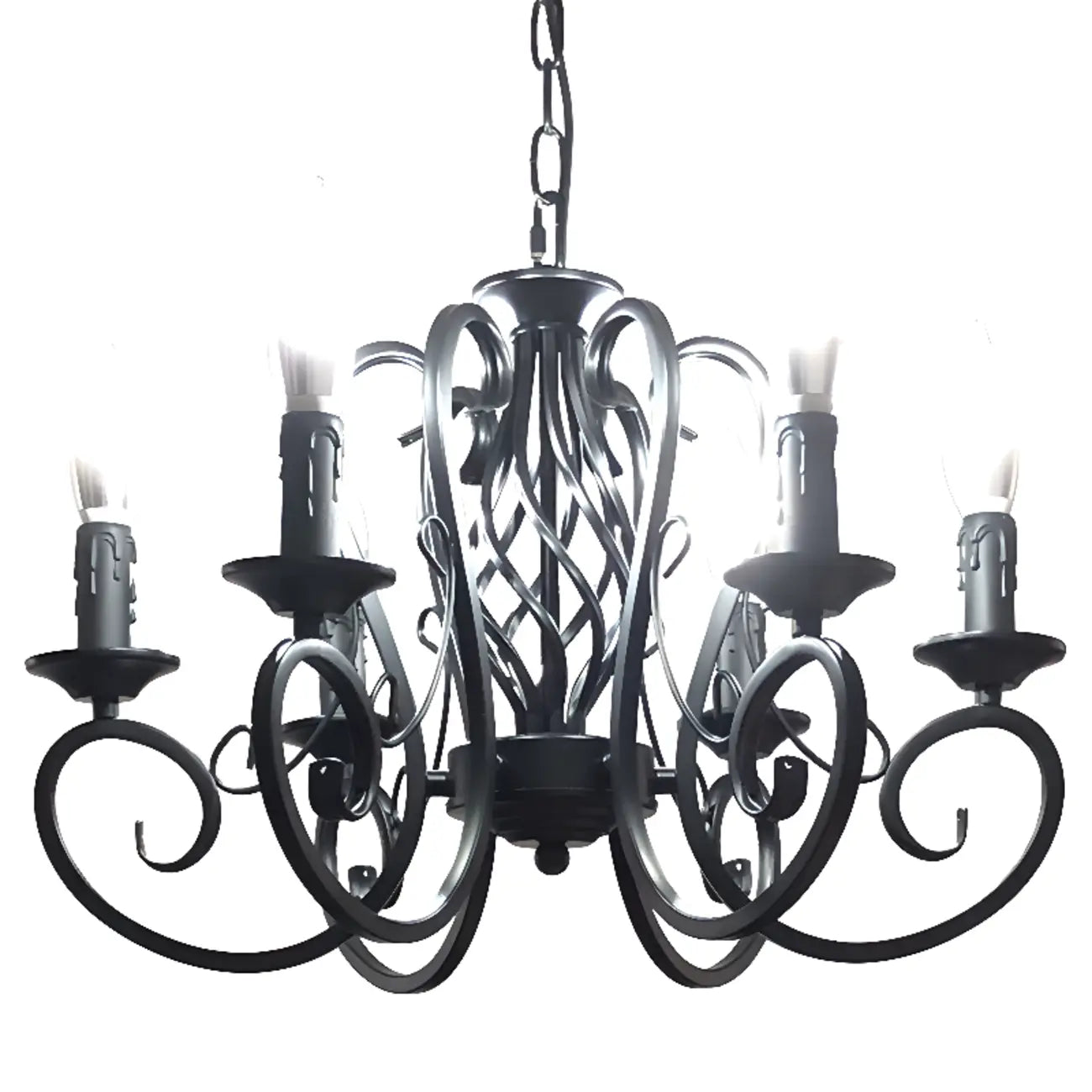 Lampadario vintage a 6 luci in ferro nero per un fascino semplice