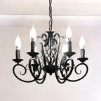 Lampadario vintage a 6 luci in ferro nero per un fascino semplice