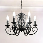 Lampadario vintage a 6 luci in ferro nero per un fascino semplice