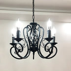 Lampadario vintage a 6 luci in ferro nero per un fascino semplice