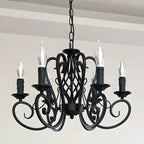 Lampadario vintage a 6 luci in ferro nero per un fascino semplice