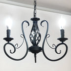 Lampadario vintage a 6 luci in ferro nero per un fascino semplice