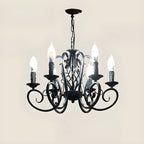 Lampadario vintage a 6 luci in ferro nero per un fascino semplice